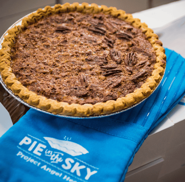Pecan pie and a Pie in the Sky oven mitt